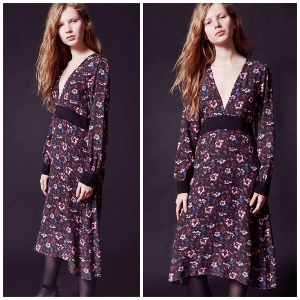 For Love & Lemons | Floral V Neck Midi Dress